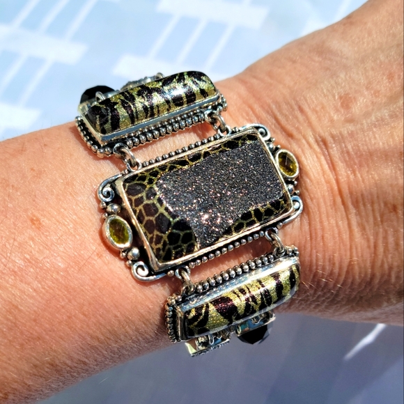 Sajen animal print druzy 925 sterling silver and gemstones